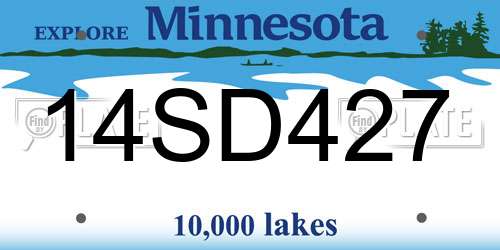 14SD427 Minnesota License Plate