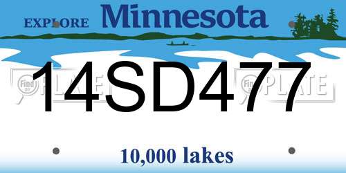 14SD477 Minnesota License Plate