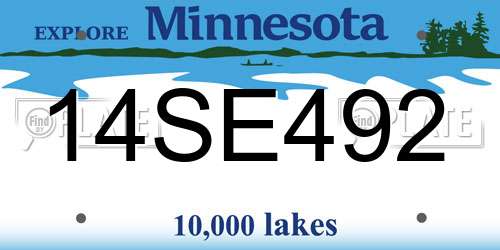 14SE492 Minnesota License Plate