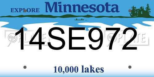 14SE972 Minnesota License Plate