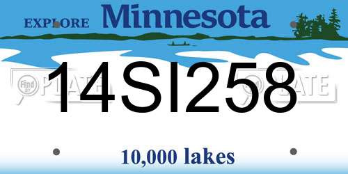 14SI258 Minnesota License Plate