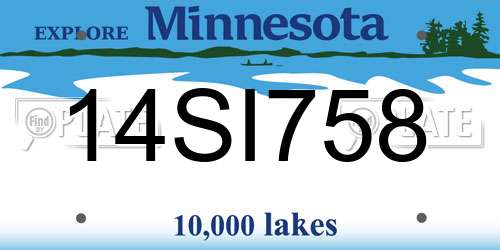 14SI758 Minnesota License Plate