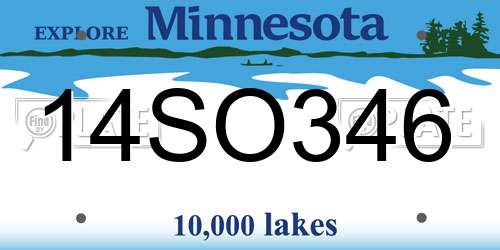 14SO346 Minnesota License Plate