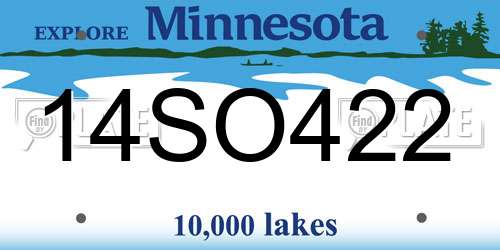 14SO422 Minnesota License Plate