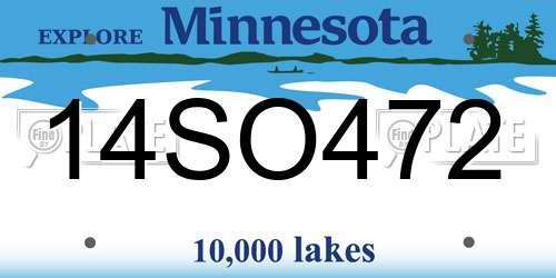 14SO472 Minnesota License Plate
