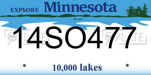 14SO477 Minnesota License Plate
