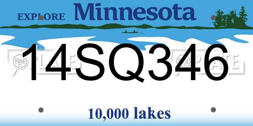14SQ346 Minnesota License Plate
