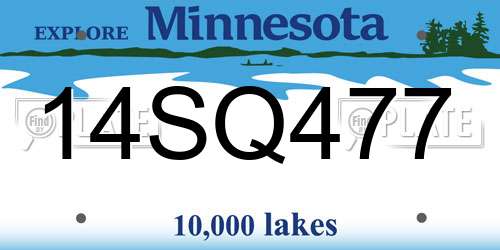 14SQ477 Minnesota License Plate