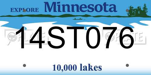 14ST076 Minnesota License Plate