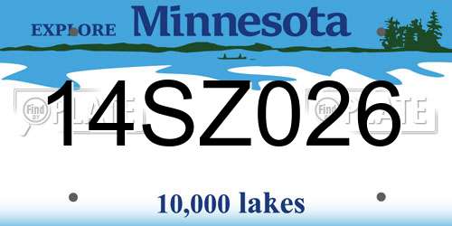 14SZ026 Minnesota License Plate