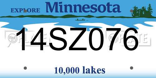 14SZ076 Minnesota License Plate