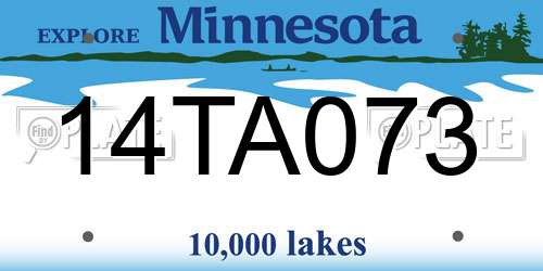 14TA073 Minnesota License Plate