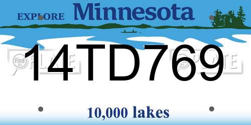 14TD769 Minnesota License Plate