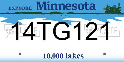 14TG121 Minnesota License Plate