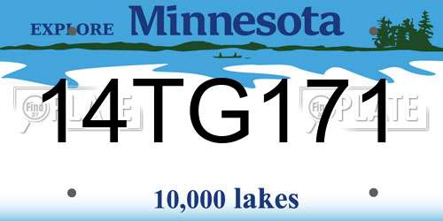 14TG171 Minnesota License Plate