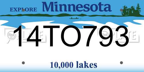 14TO793 Minnesota License Plate