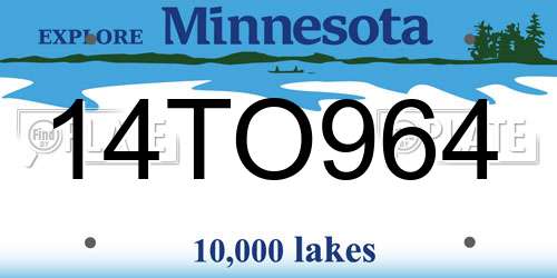 14TO964 Minnesota License Plate