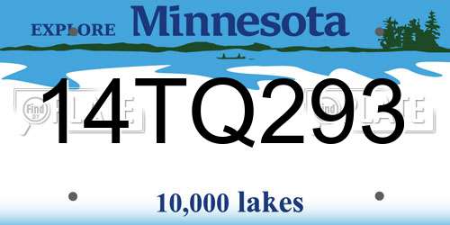 14TQ293 Minnesota License Plate