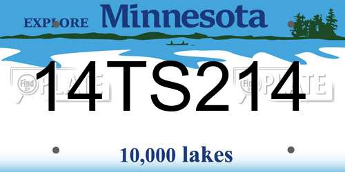 14TS214 Minnesota License Plate