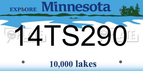 14TS290 Minnesota License Plate