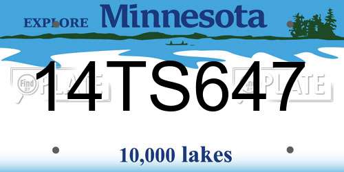 14TS647 Minnesota License Plate
