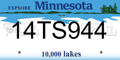14TS944 Minnesota License Plate