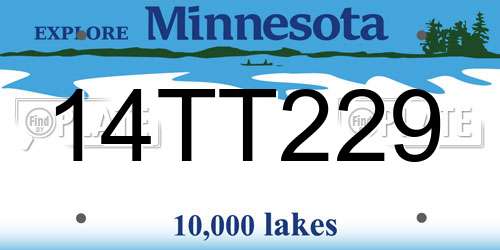 14TT229 Minnesota License Plate