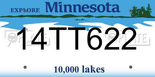 14TT622 Minnesota License Plate