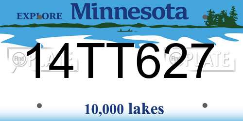 14TT627 Minnesota License Plate