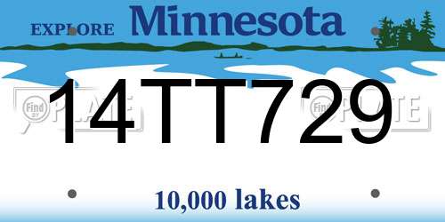 14TT729 Minnesota License Plate