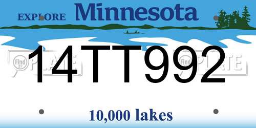 14TT992 Minnesota License Plate