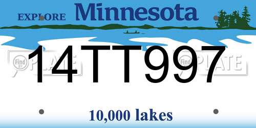 14TT997 Minnesota License Plate