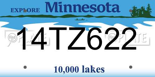 14TZ622 Minnesota License Plate