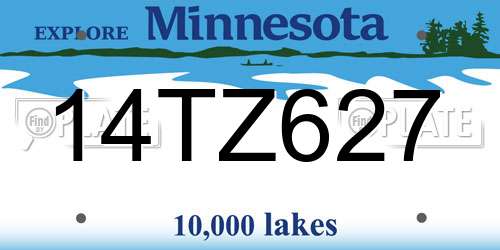 14TZ627 Minnesota License Plate