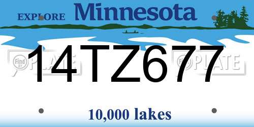 14TZ677 Minnesota License Plate