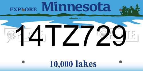 14TZ729 Minnesota License Plate