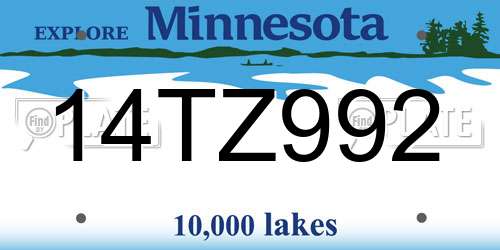 14TZ992 Minnesota License Plate
