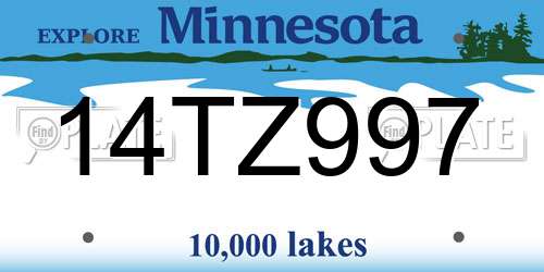 14TZ997 Minnesota License Plate