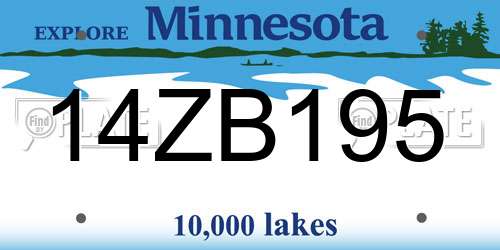 14ZB195 Minnesota License Plate