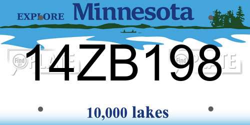 14ZB198 Minnesota License Plate