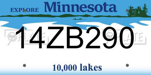 14ZB290 Minnesota License Plate