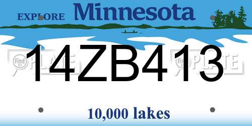 14ZB413 Minnesota License Plate