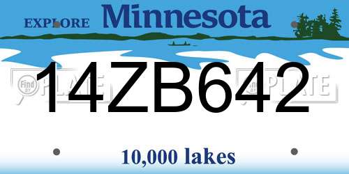 14ZB642 Minnesota License Plate