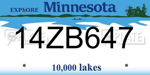 14ZB647 Minnesota License Plate