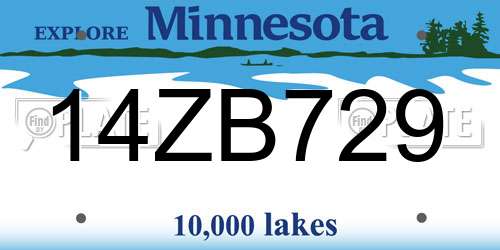 14ZB729 Minnesota License Plate