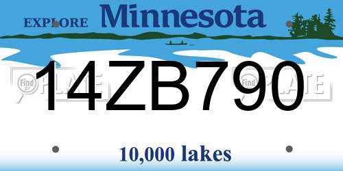 14ZB790 Minnesota License Plate