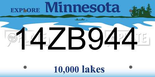 14ZB944 Minnesota License Plate
