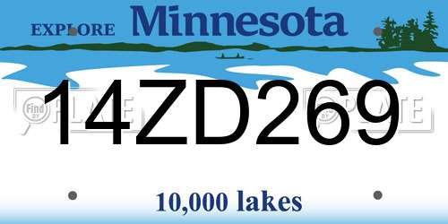 14ZD269 Minnesota License Plate
