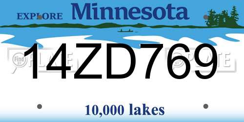 14ZD769 Minnesota License Plate