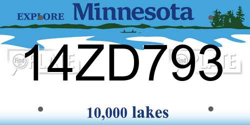 14ZD793 Minnesota License Plate